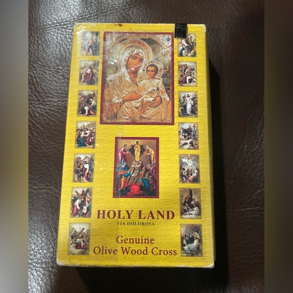Holy Land Genuine Olive Wood Cross Authentic Sacred Objects Gift Set, Sealed - Picture 2 of 6